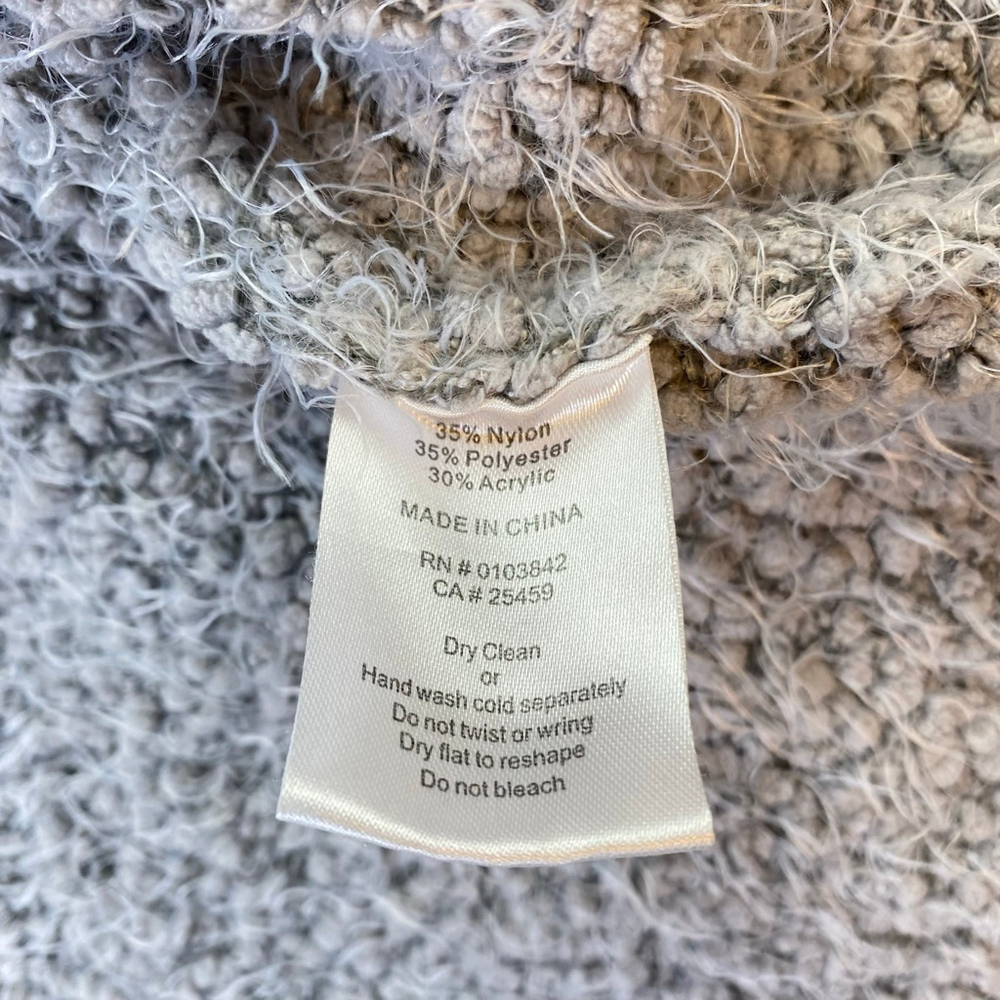 Women's JOHN + JENN x Indigo Grey Open Cardigan M/L Eyelash Boucle Cozy Soft - Picture 4 of 10